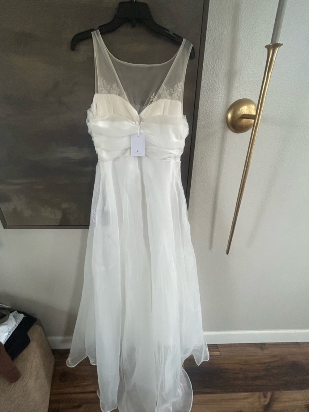 NWT Lulus Yours for Eternity White Organza Embroidered Pleated Maxi Dress - Picture 11 of 13